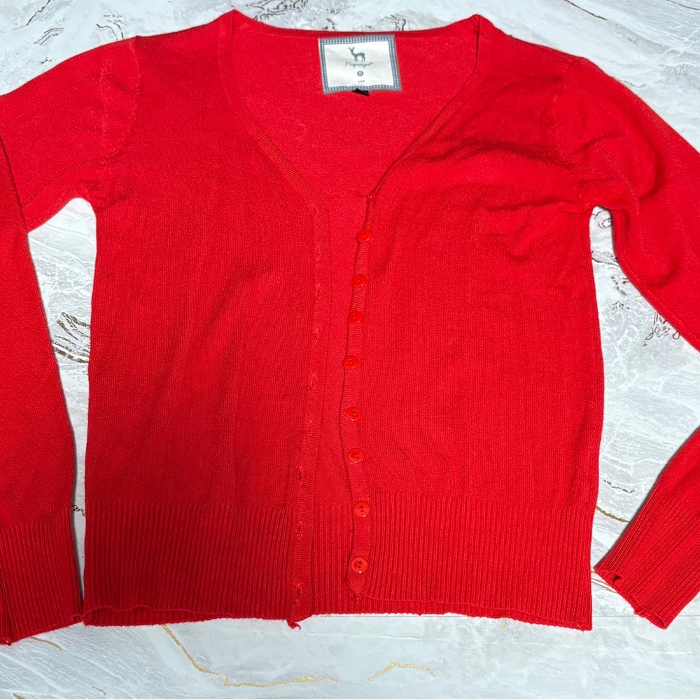 Elegant Red Button-Up Cardigan